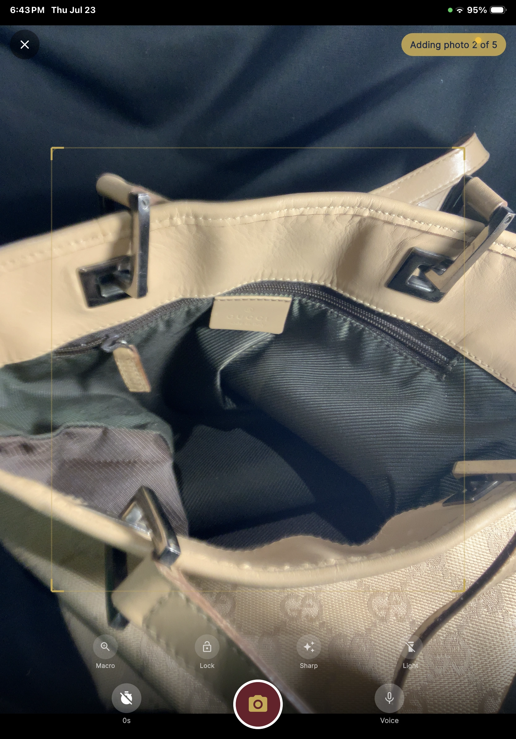 Gucci GG canvas tote — camera capture