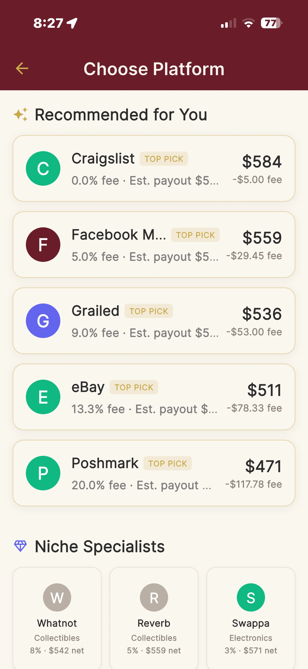 TurnOver ranked marketplace payouts