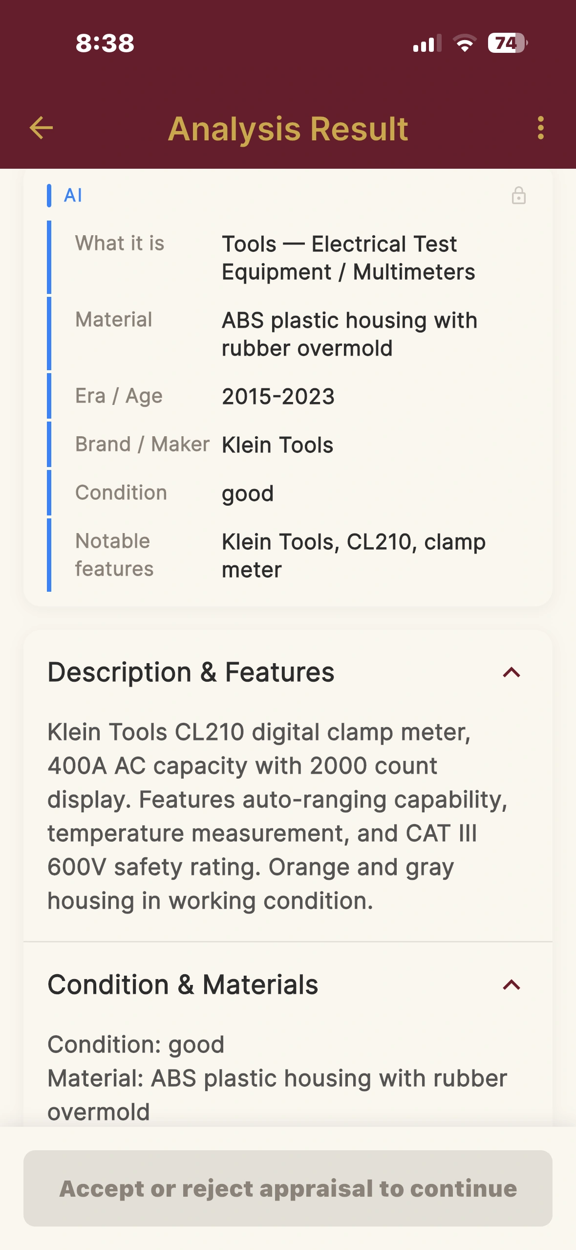 Klein CL210 detail breakdown