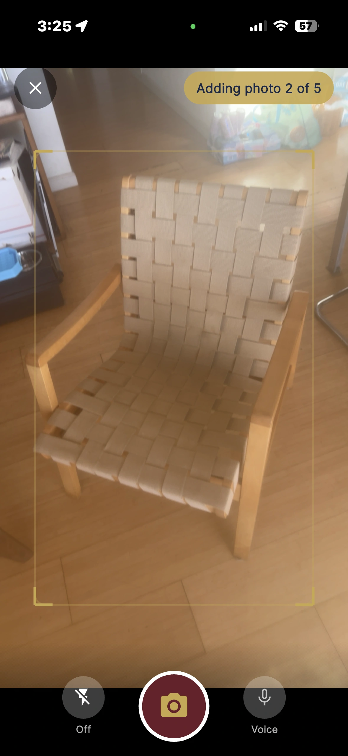 Woven chair being captured by TurnOver camera