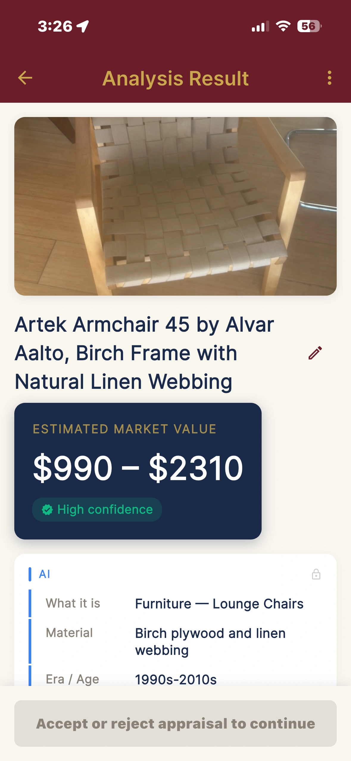 Artek chair price range: $990–$2,310