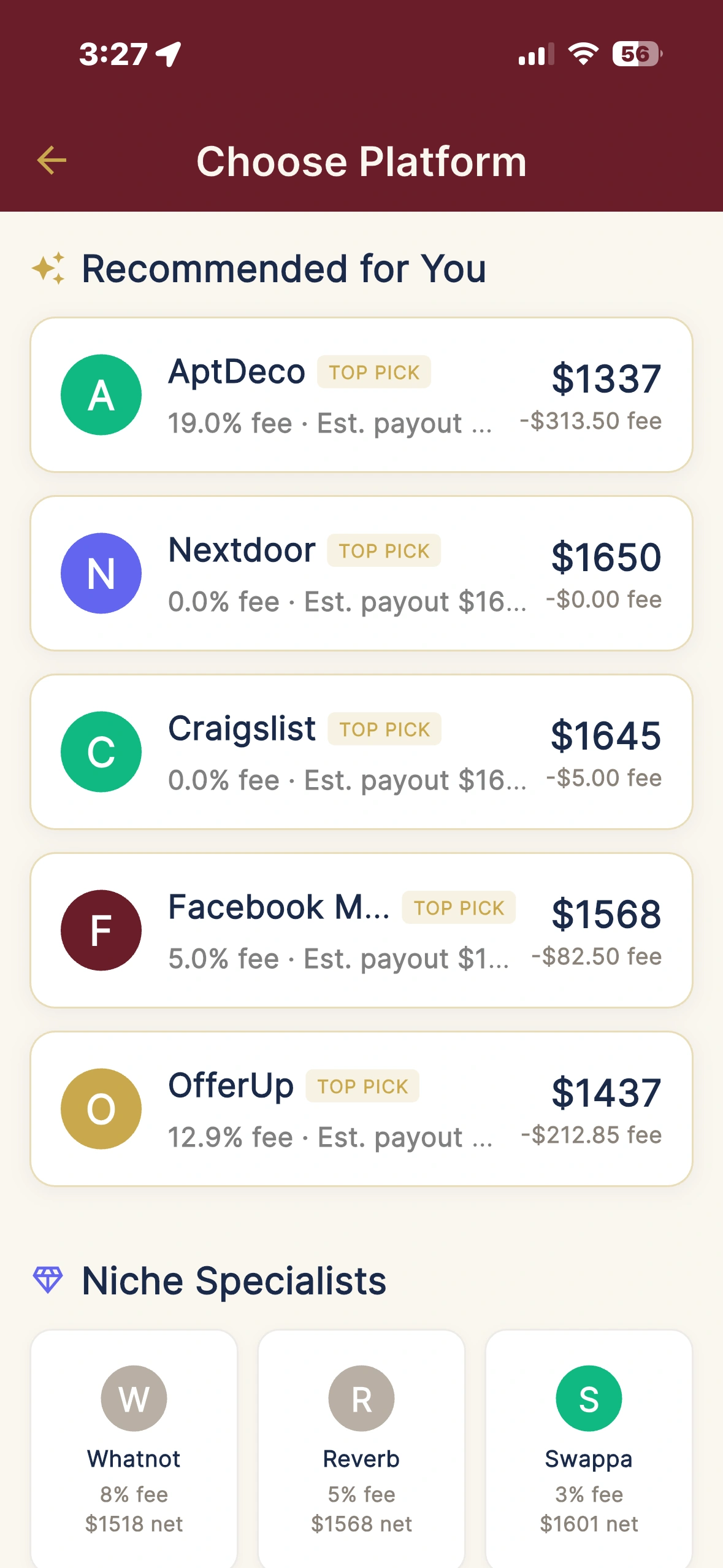 Artek chair marketplace routing across 8 platforms