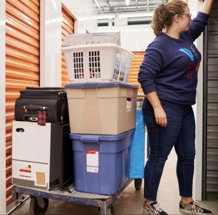 Woman in storage unit